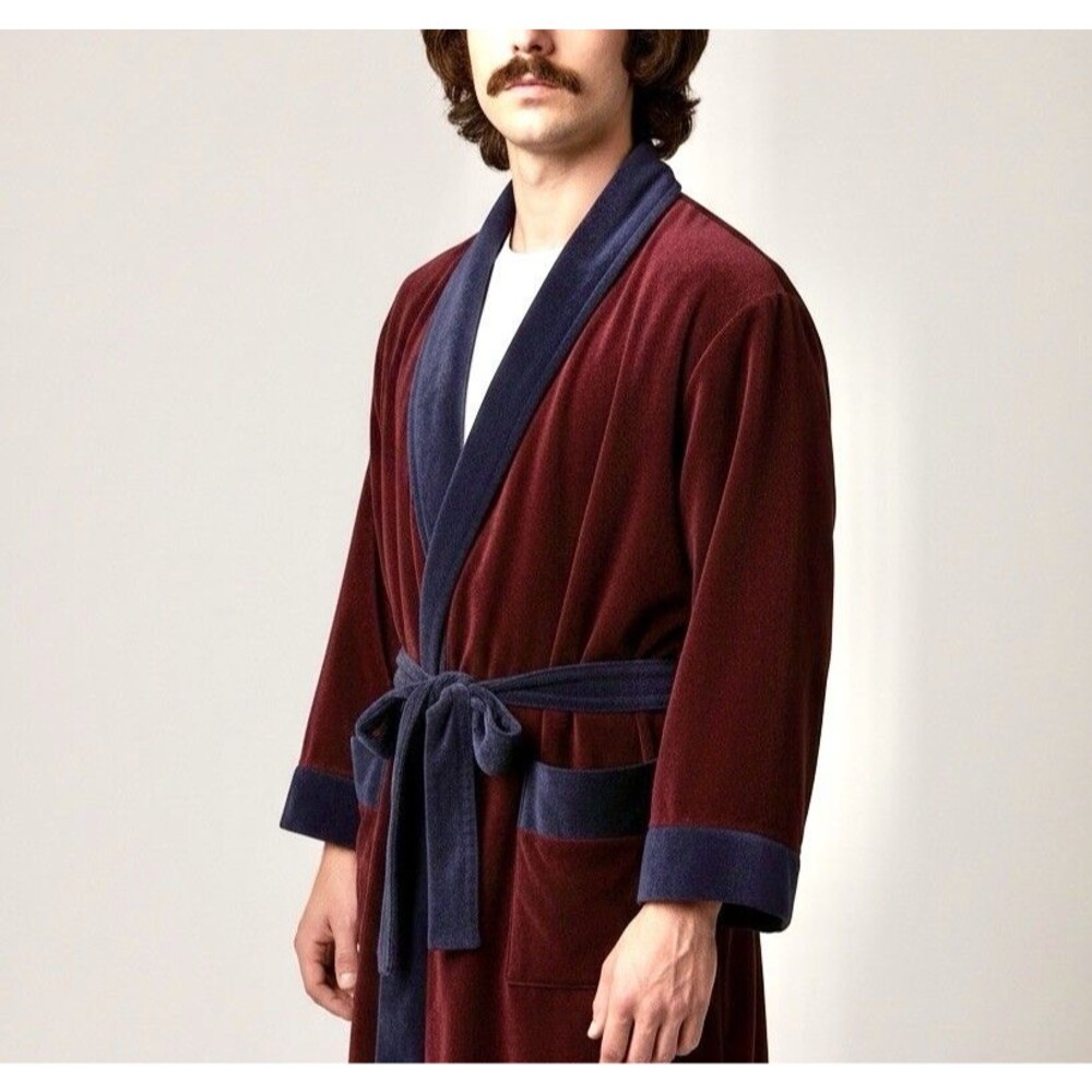 Vintage 70s Pleetway Toga Velour Velvet Lounge Smoking Jacking Playboy One Size